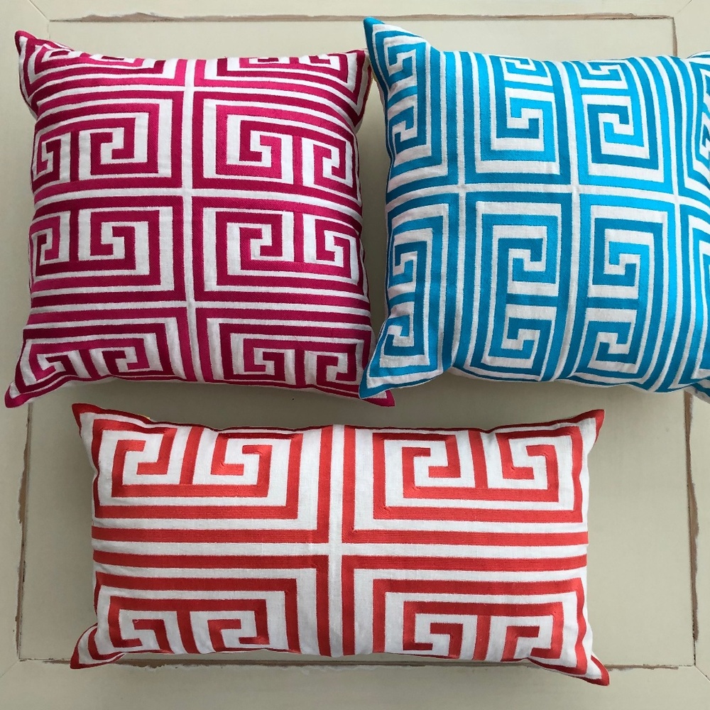 Trina Turk Embroidered Linen Pillows Set of 3